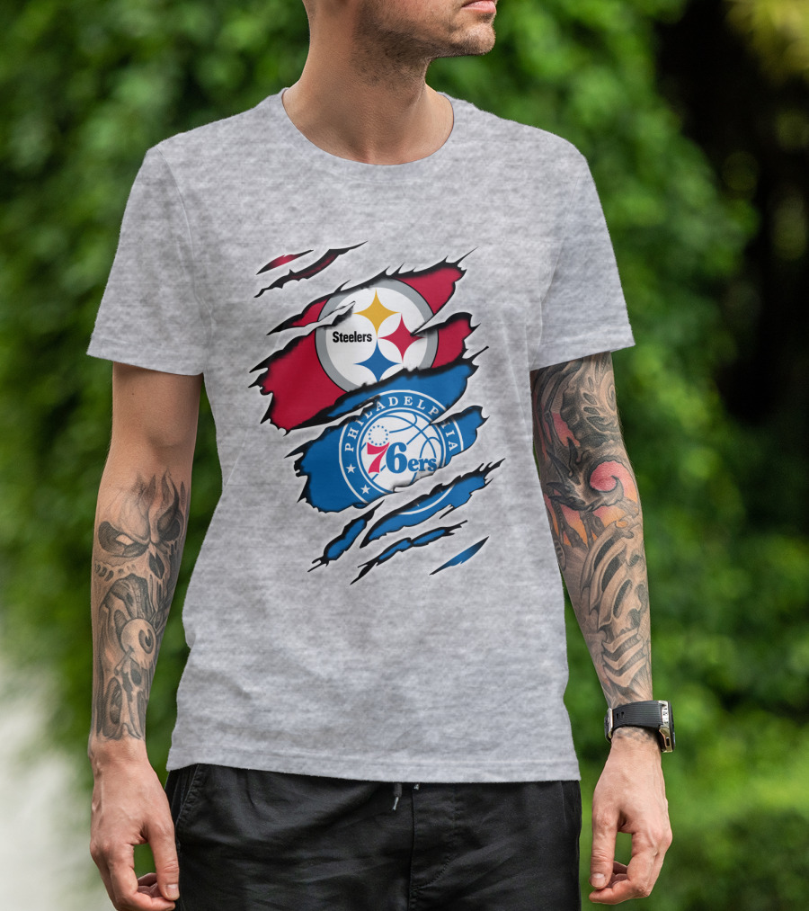 Steelers Philadelphia 76ers Logo Mashup T-Shirt