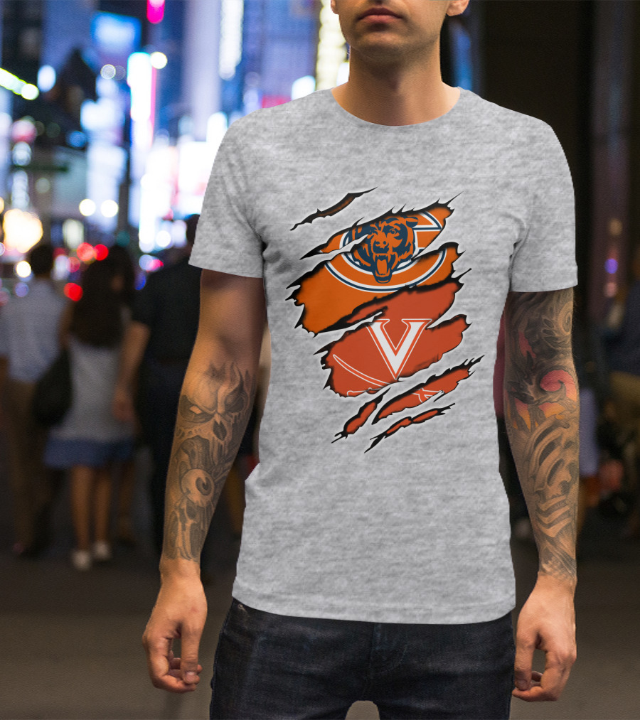 Bears Cavaliers Logo Fusion Football Fan T-Shirt