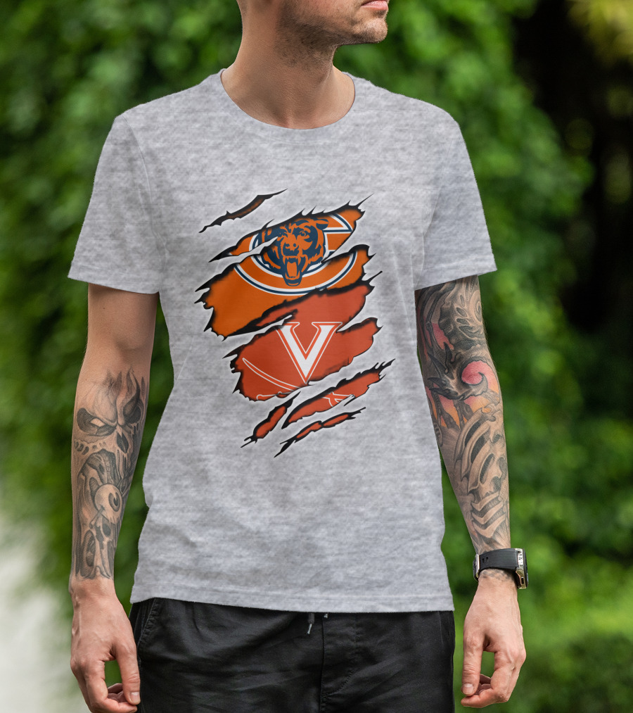 Bears Cavaliers Logo Fusion Football Fan T-Shirt
