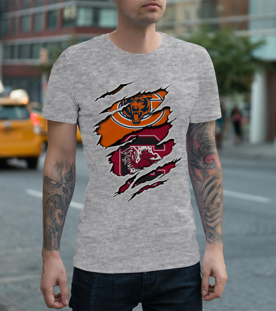 Bears Gamecocks Football Claw Marks Logo Mashup T-Shirt