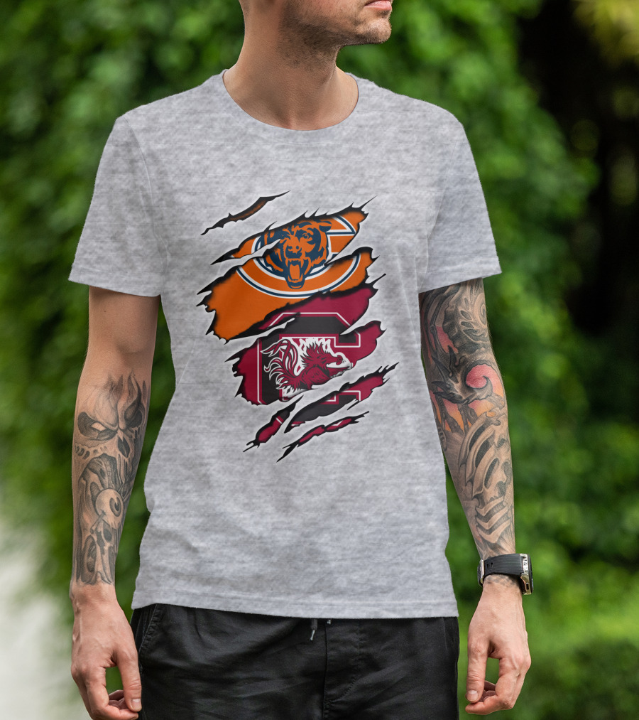 Bears Gamecocks Football Claw Marks Logo Mashup T-Shirt