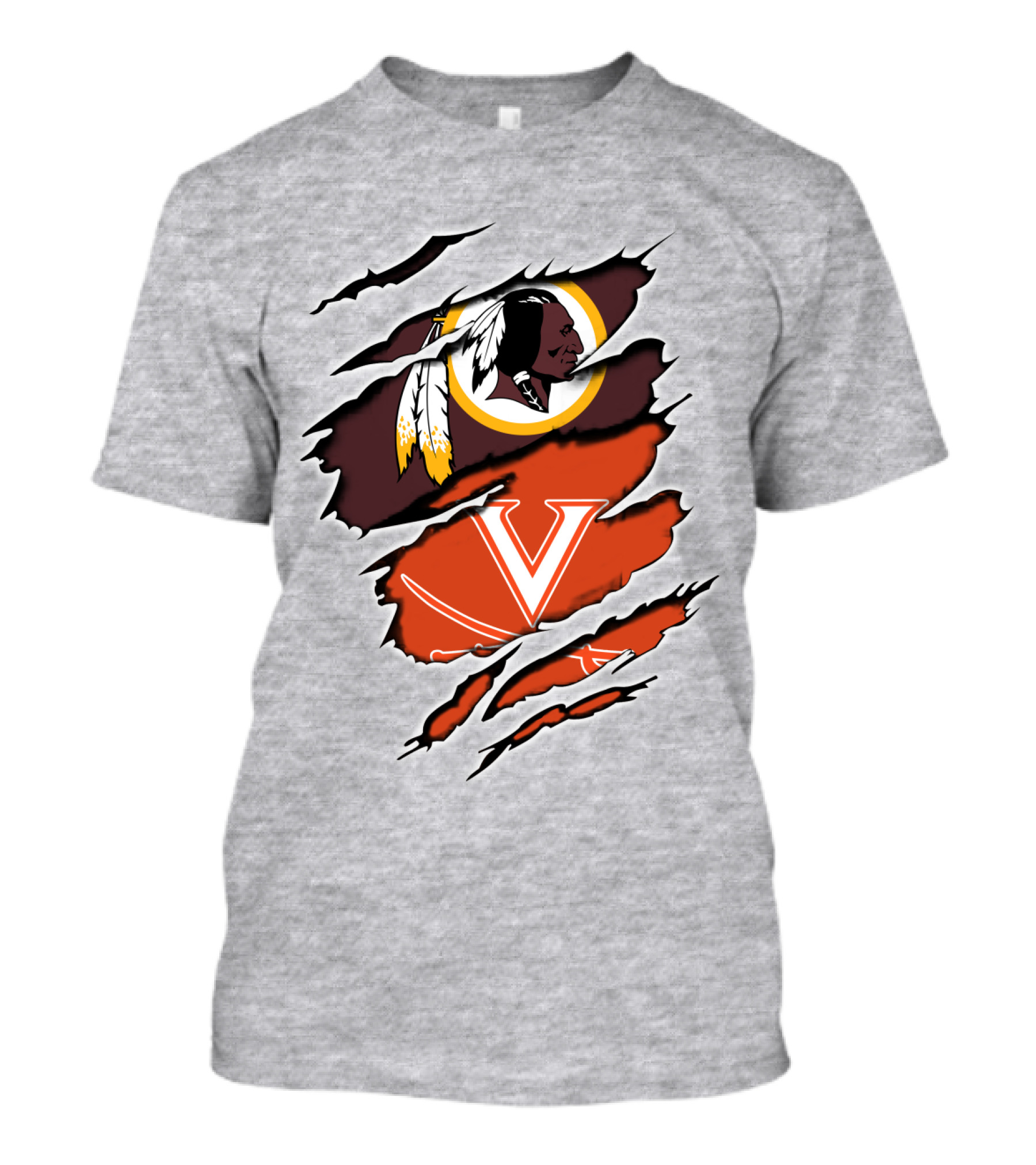 Redskins Cavaliers Virginia Sports Logo Combination T-Shirt