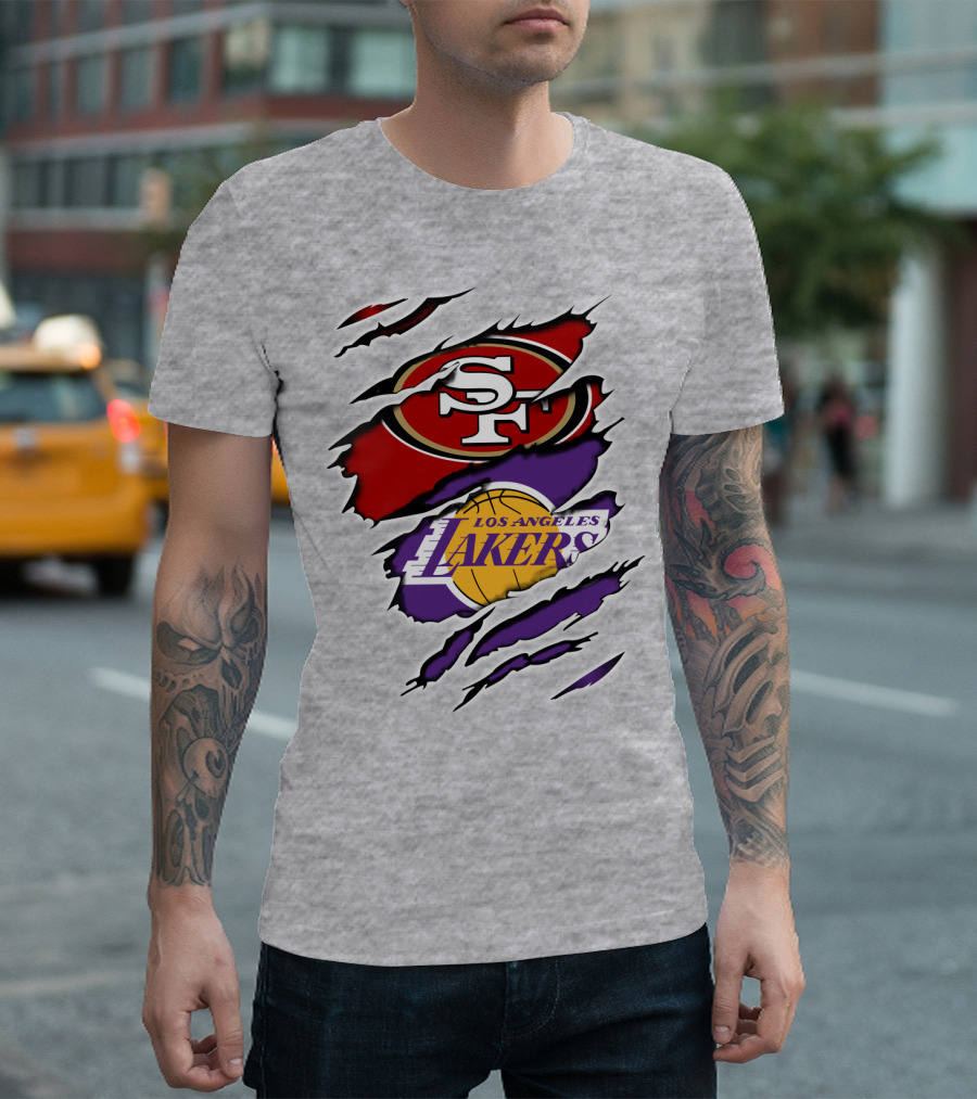 49ERS SF Los Angeles Lakers Logo Mashup T-Shirt