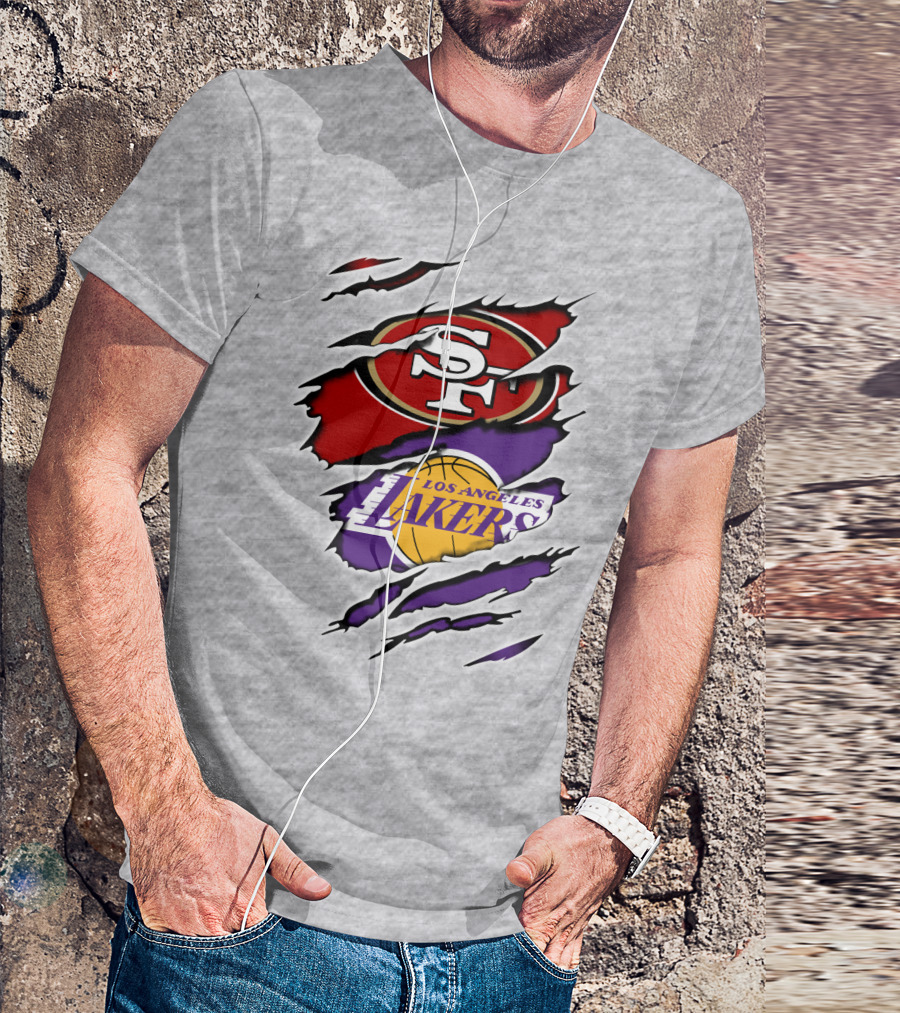 49ERS SF Los Angeles Lakers Logo Mashup T-Shirt