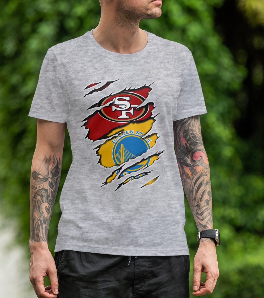 49ERS Golden State Warriors SF Logo Tear T-Shirt