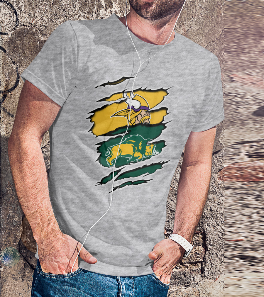 Vikings Logo With Bison Imagery Dakota T-Shirt