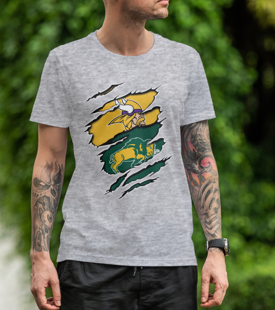 Vikings Logo With Bison Imagery Dakota T-Shirt