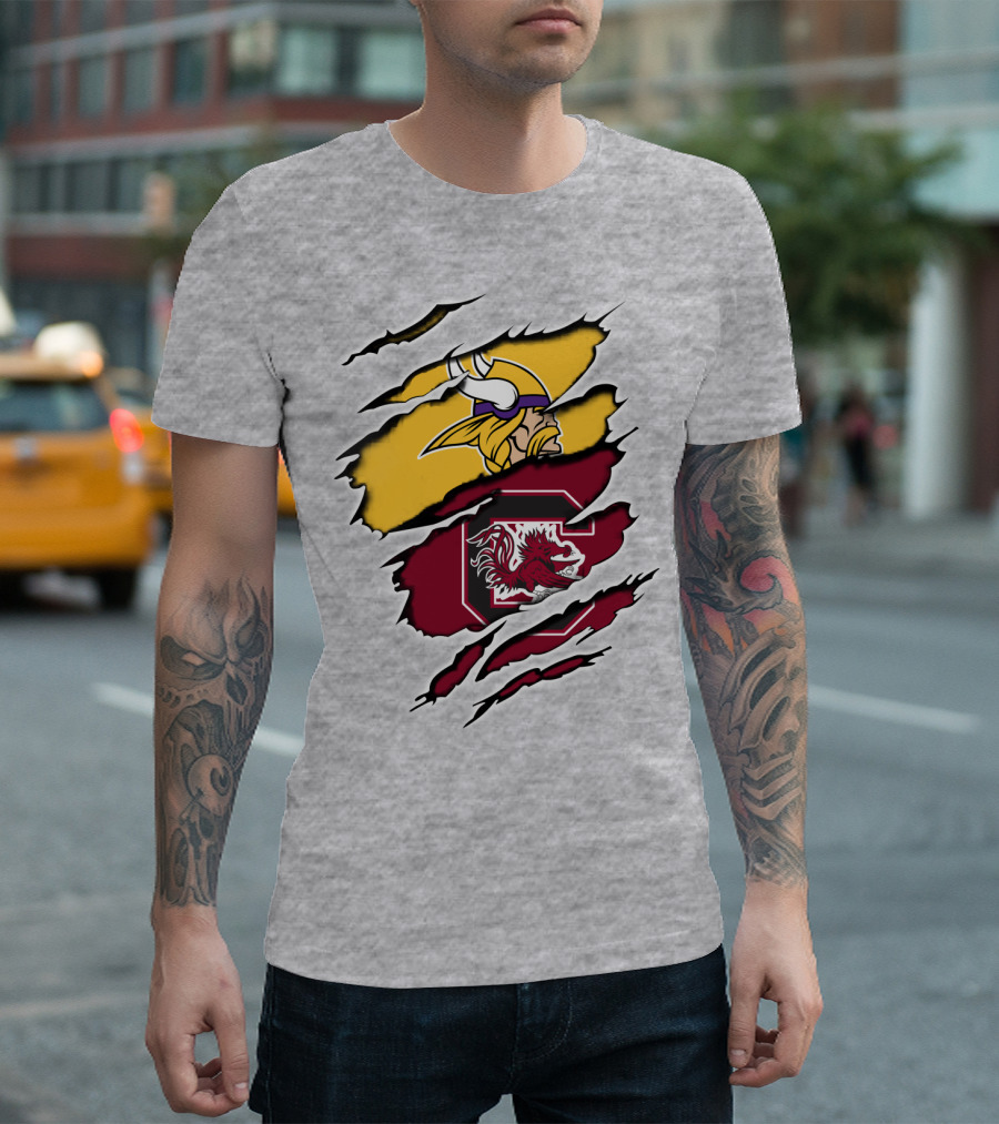 Vikings Gamecocks Merge NFL Minnesota And NCAA South Carolina T-Shirt