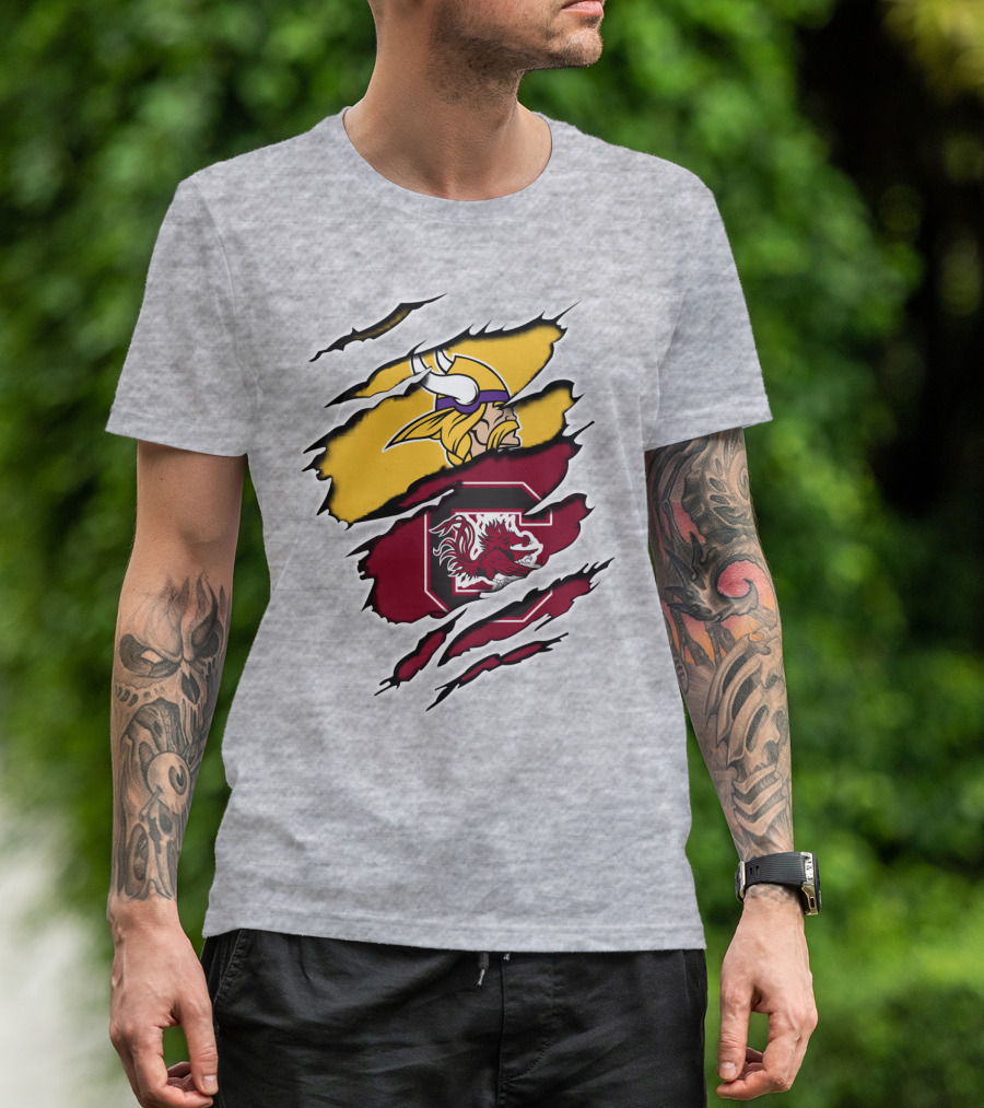 Vikings Gamecocks Merge NFL Minnesota And NCAA South Carolina T-Shirt