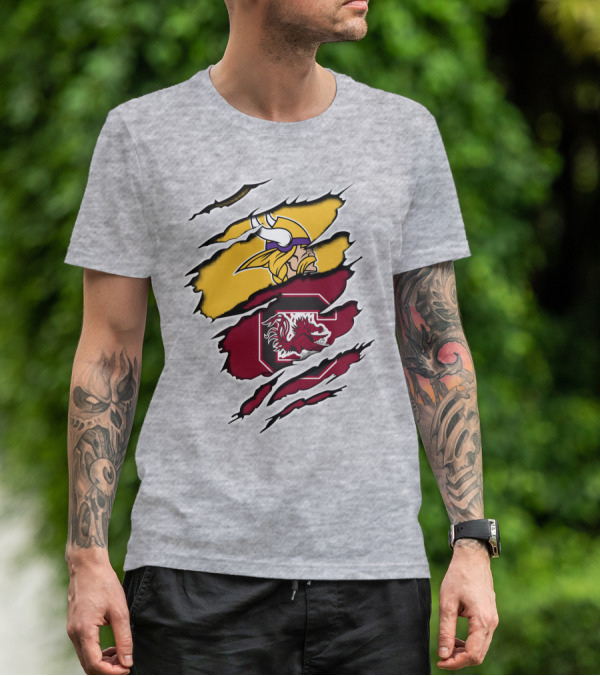 Vikings Gamecocks Merge NFL Minnesota And NCAA South Carolina T-Shirt