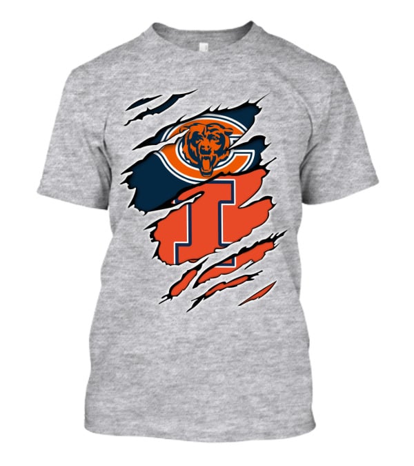 Chicago Bears Illinois Fighting Illini Fan Logo Mashup T-Shirt