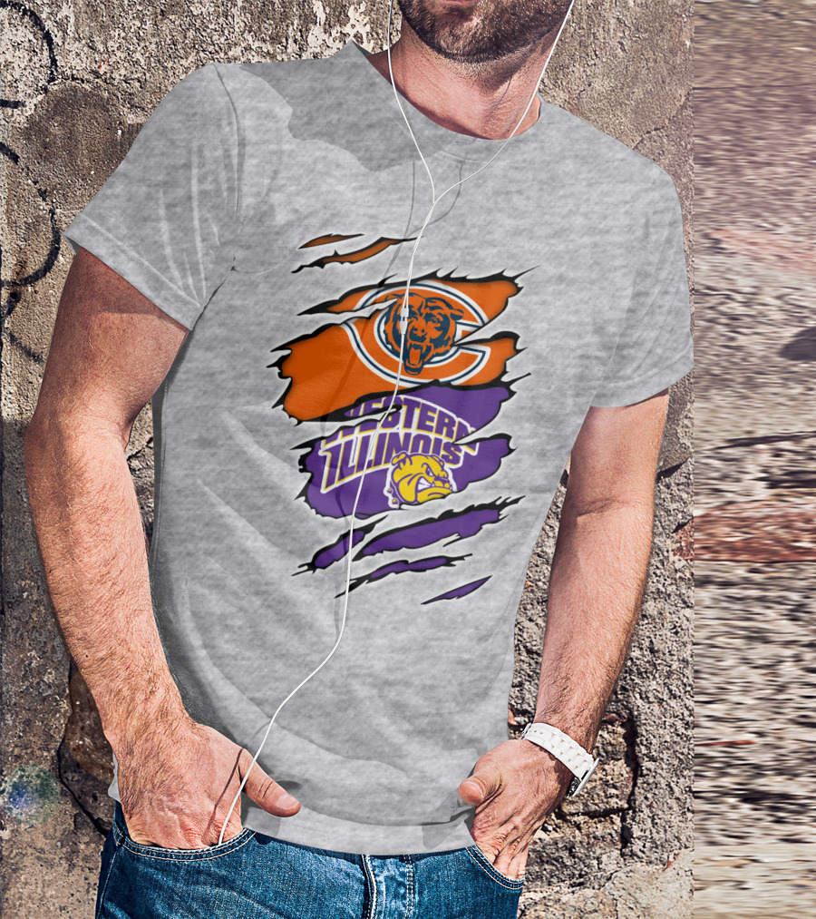 Chicago Bears Western Illinois Leathernecks Claw Marks T-Shirt