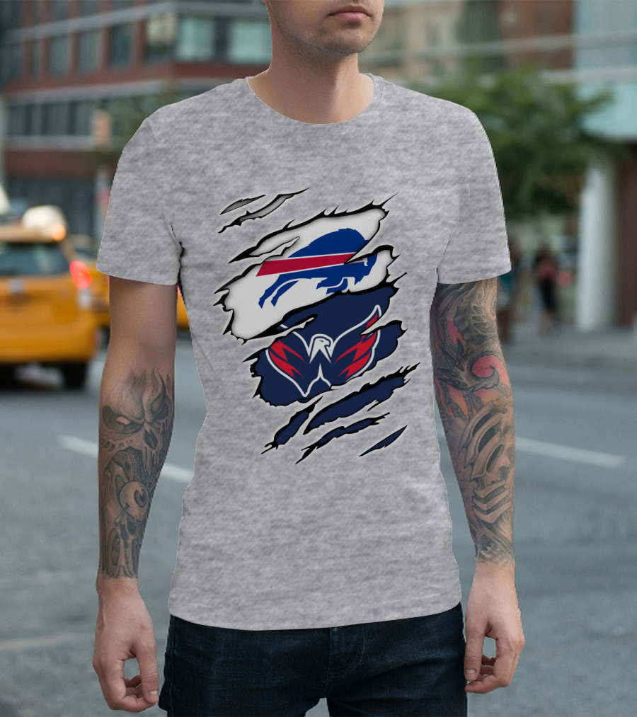 Buffalo Bills Washington Capitals Ripped Claw Marks T-Shirt