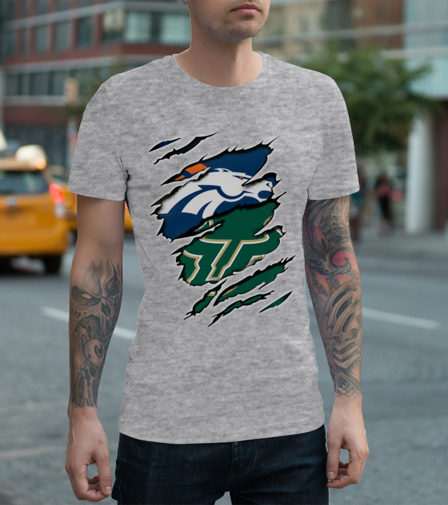 Broncos Bulls Logo Combination Tear T-Shirt