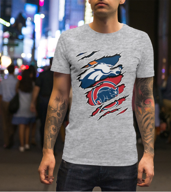 Broncos Cubs Scratching Logos Fusion T-Shirt