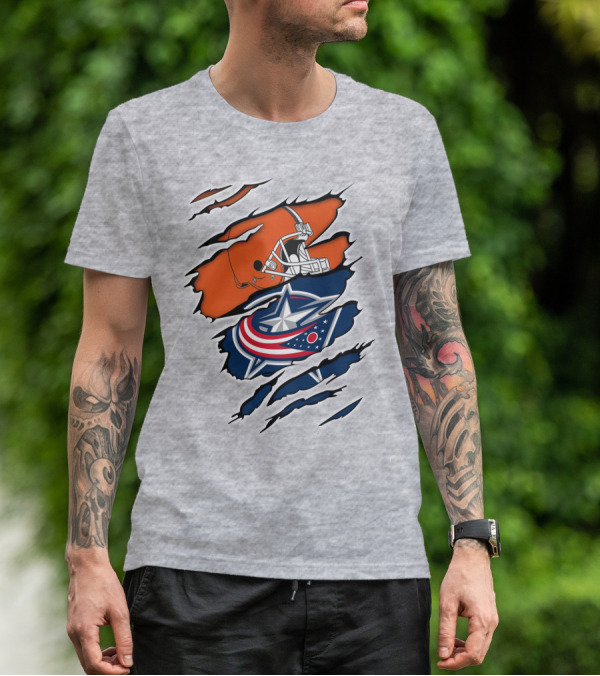 Cleveland Browns Columbus Blue Jackets Crossover T-Shirt