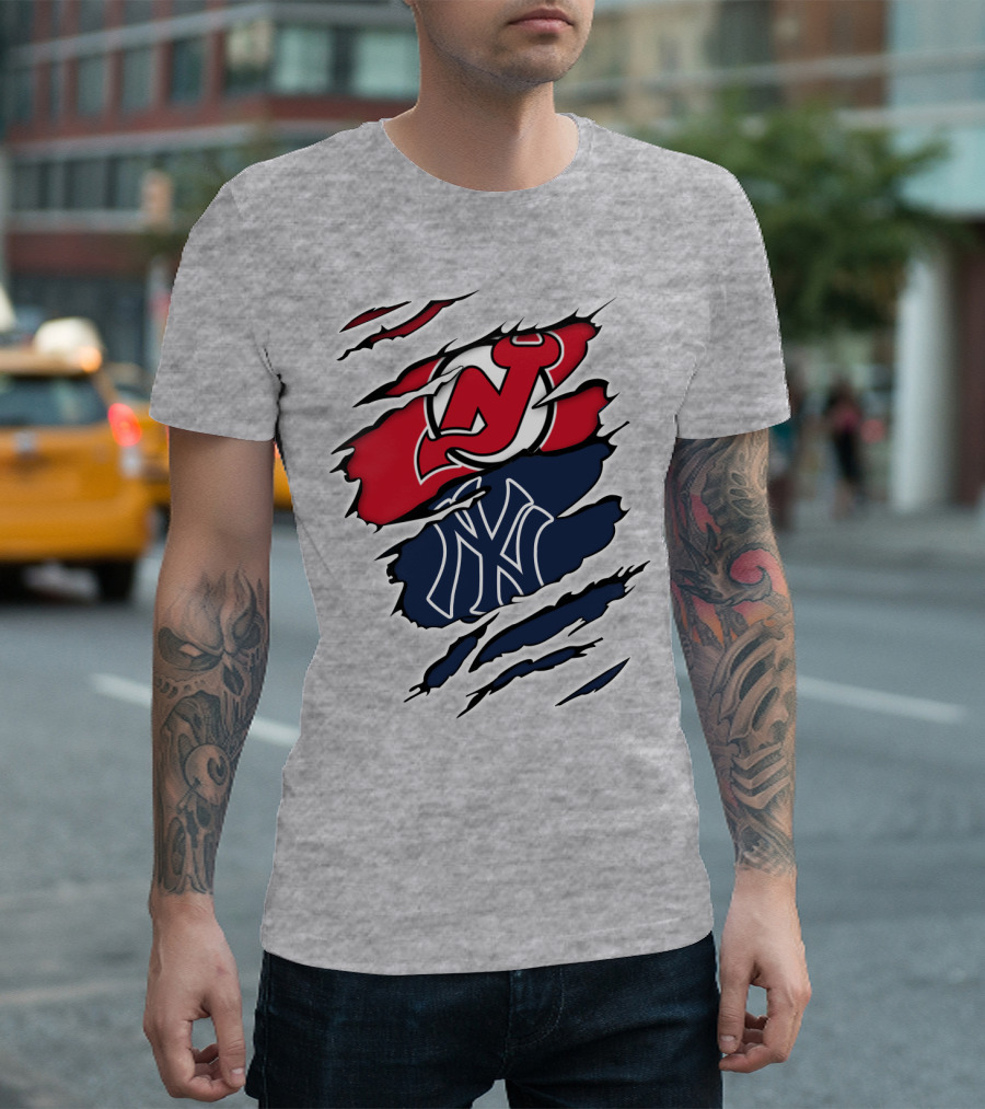 New Jersey Devils New York Yankees Fan Crossover T-Shirt