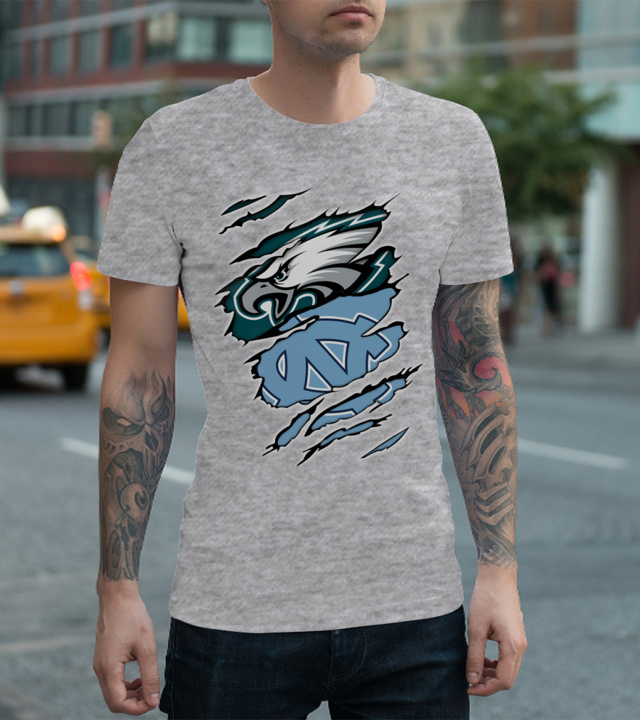 Philadelphia Eagles North Carolina Tar Heels Logo Fusion T-Shirt