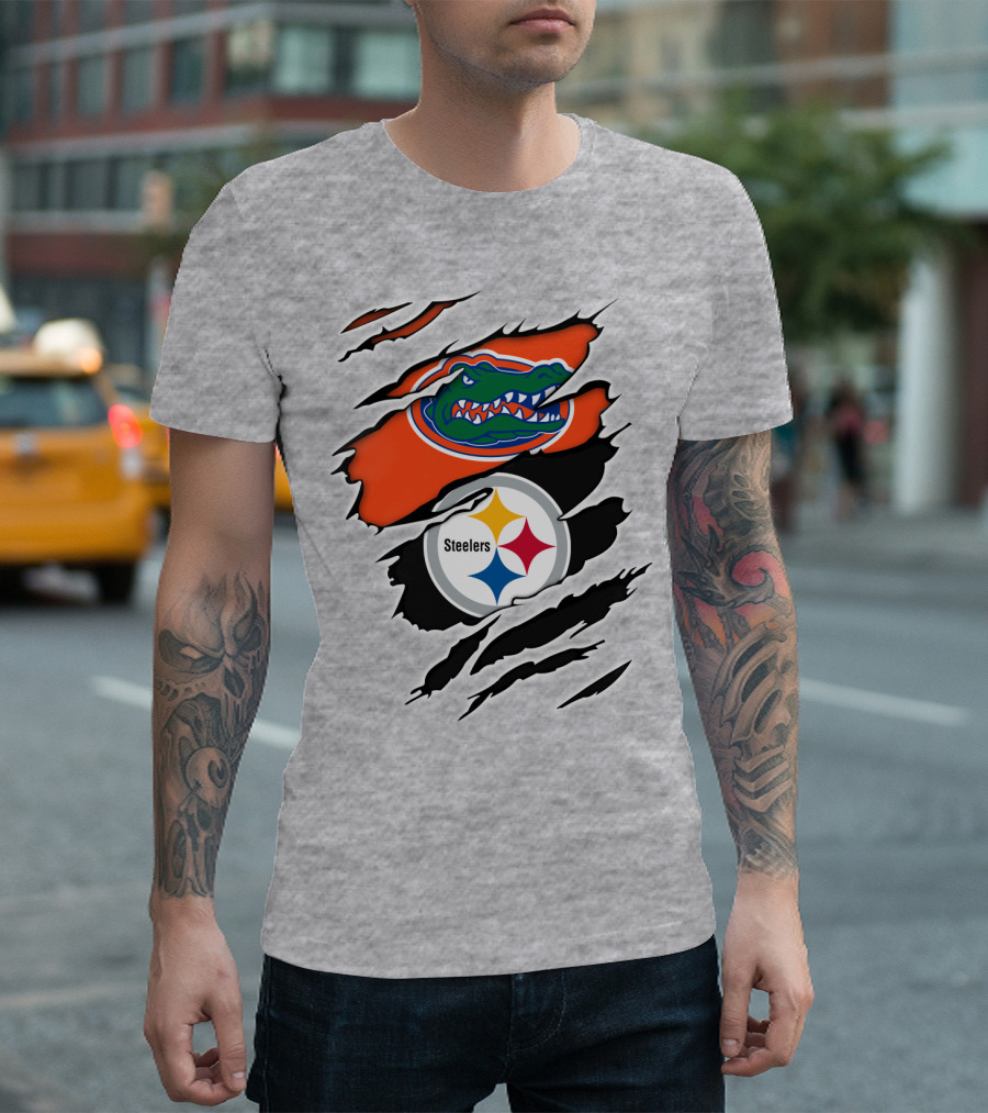 Gators Steelers Florida Football Team Ripped T-Shirt