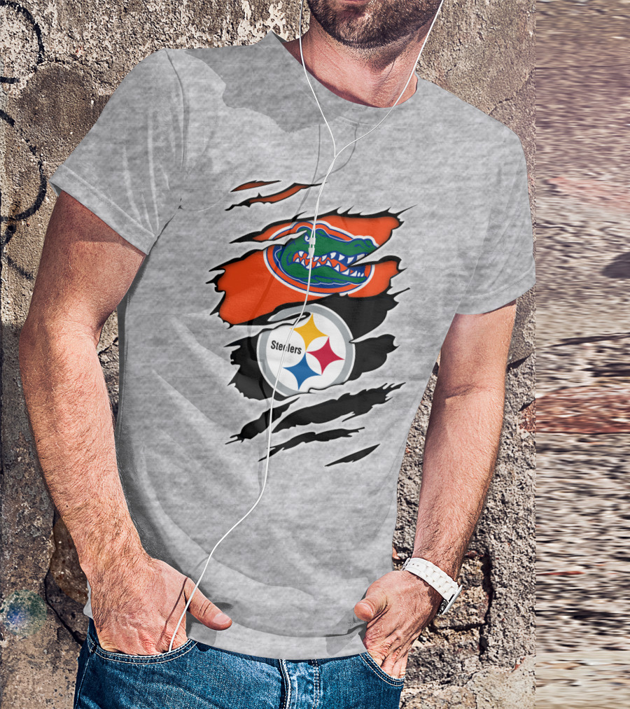 Gators Steelers Florida Football Team Ripped T-Shirt
