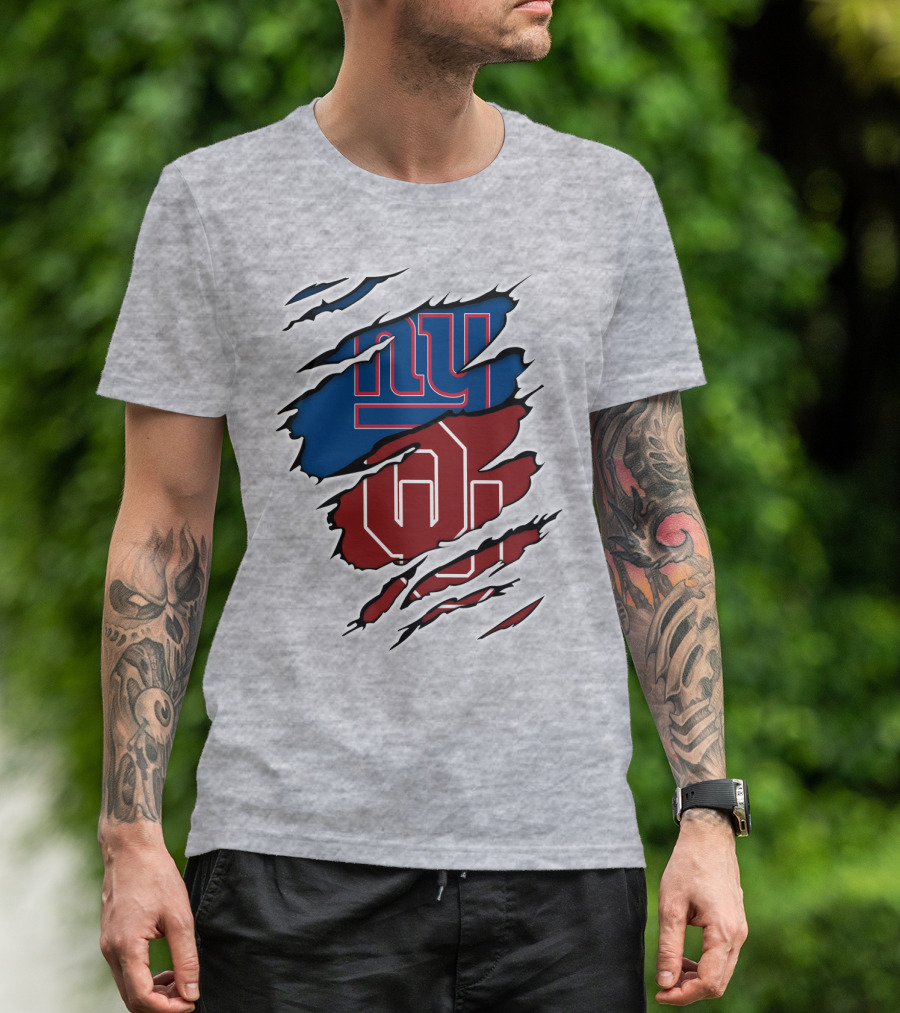 New York Giants OU Oklahoma Football Fusion T-Shirt