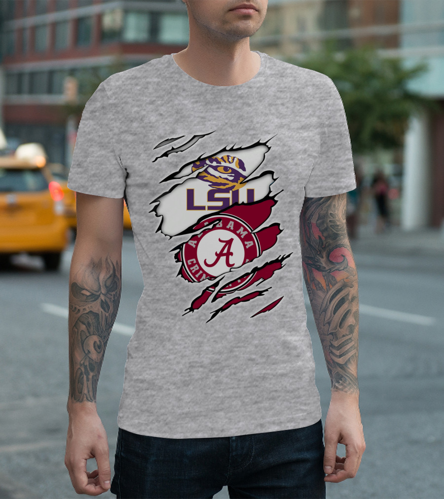 LSU Tigers Alabama Crimson Tide Rivalry Claw Marks T-Shirt