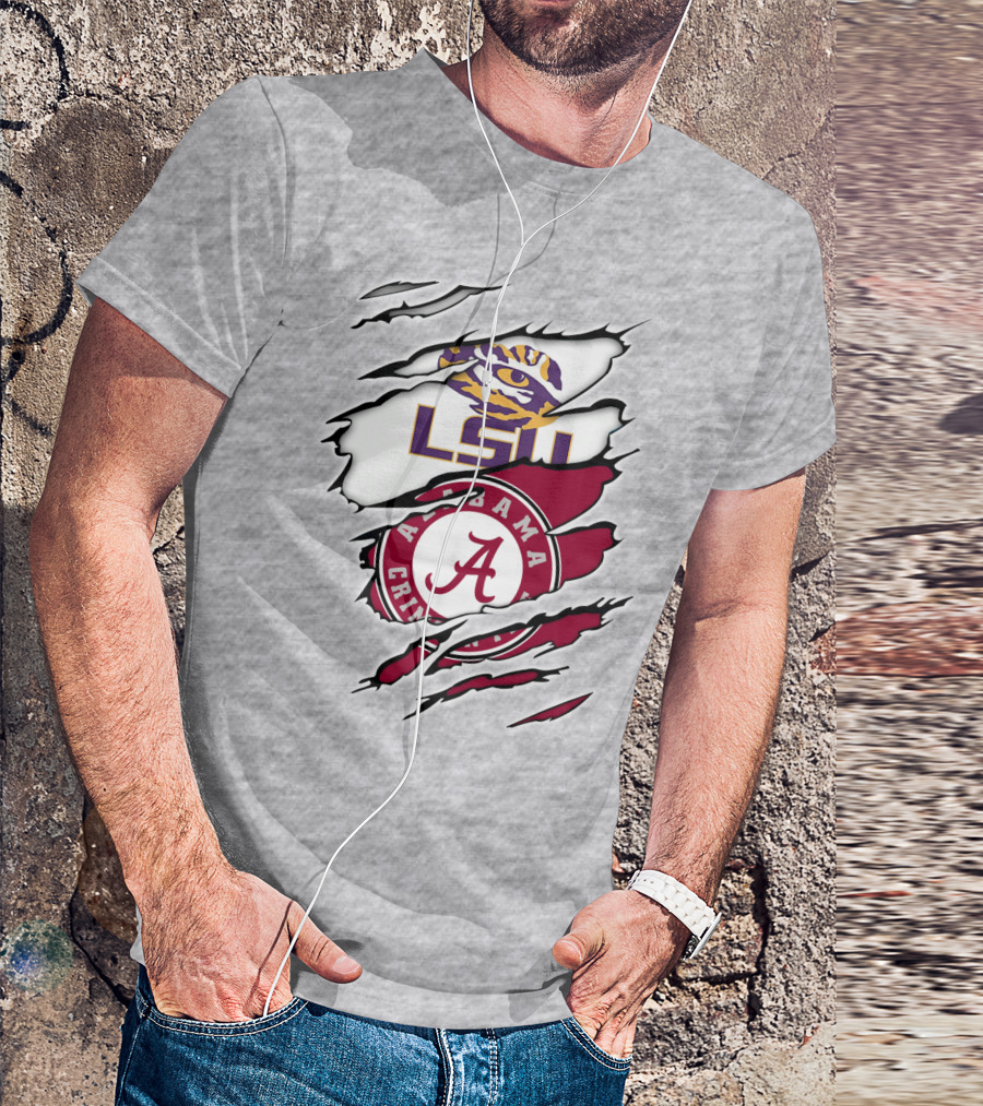 LSU Tigers Alabama Crimson Tide Rivalry Claw Marks T-Shirt