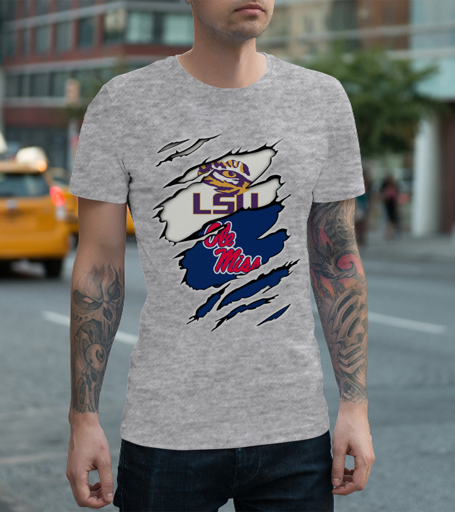 LSU Tigers Ole Miss Rebels Splattered Team T-Shirt