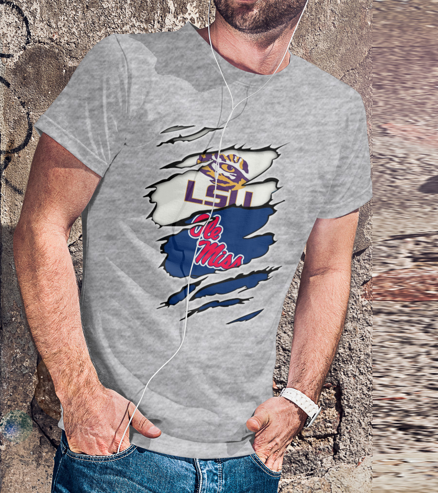 LSU Tigers Ole Miss Rebels Splattered Team T-Shirt