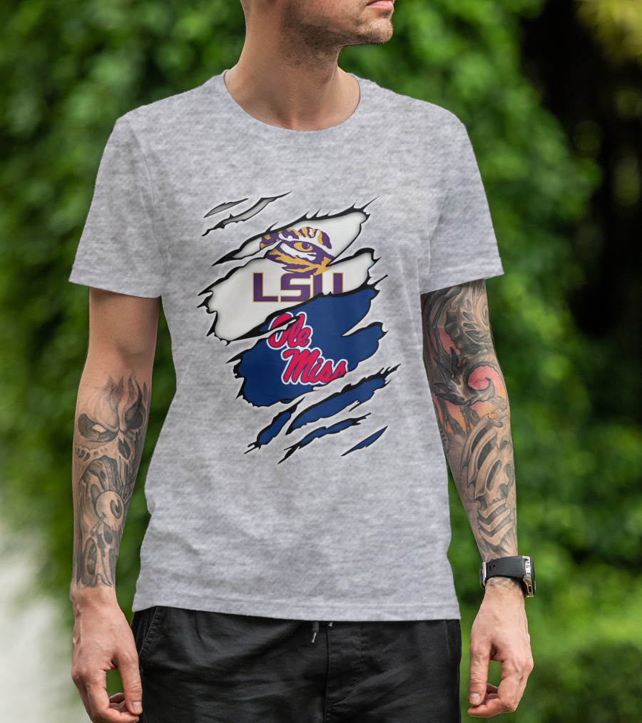 LSU Tigers Ole Miss Rebels Splattered Team T-Shirt