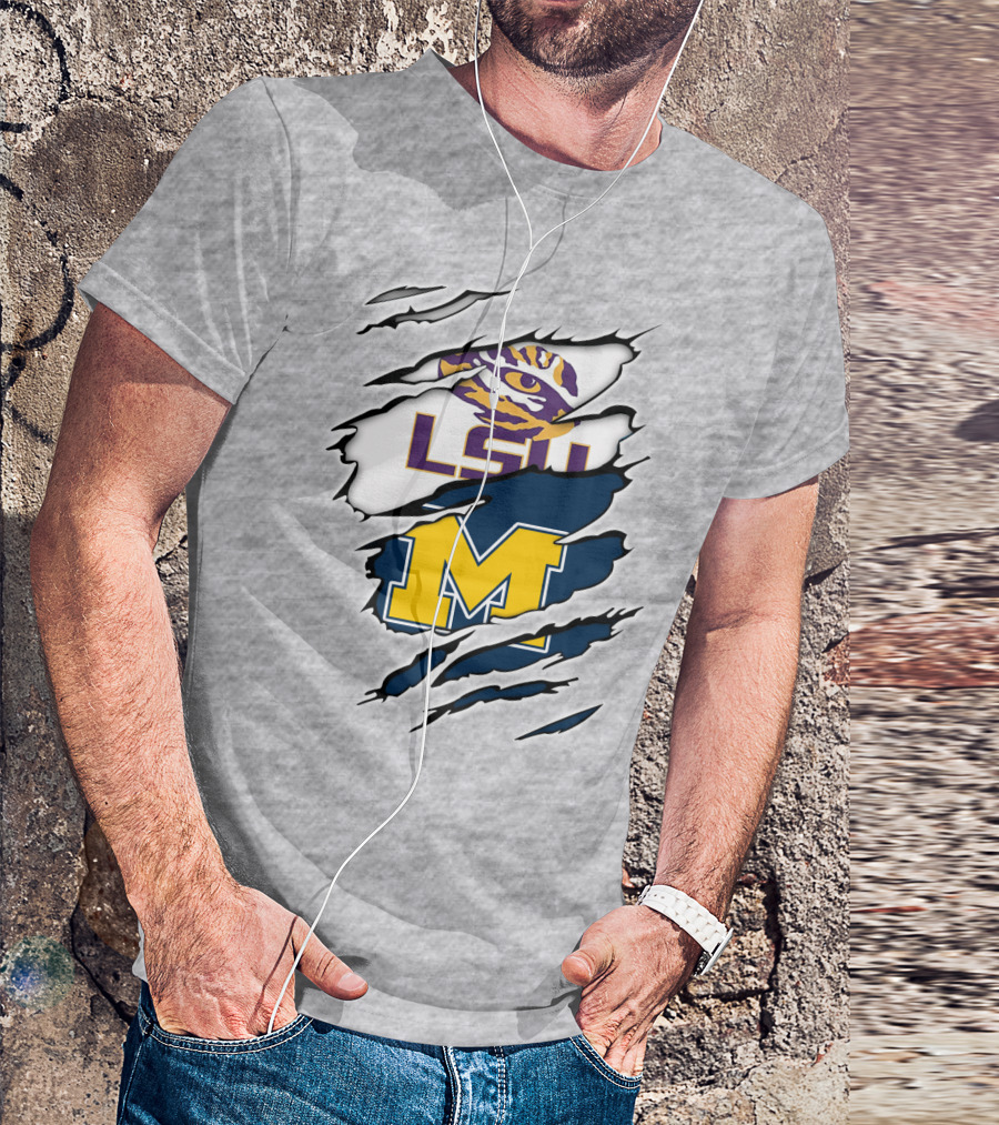 LSU Tigers Michigan Wolverines Claw Logo Mashup T-Shirt