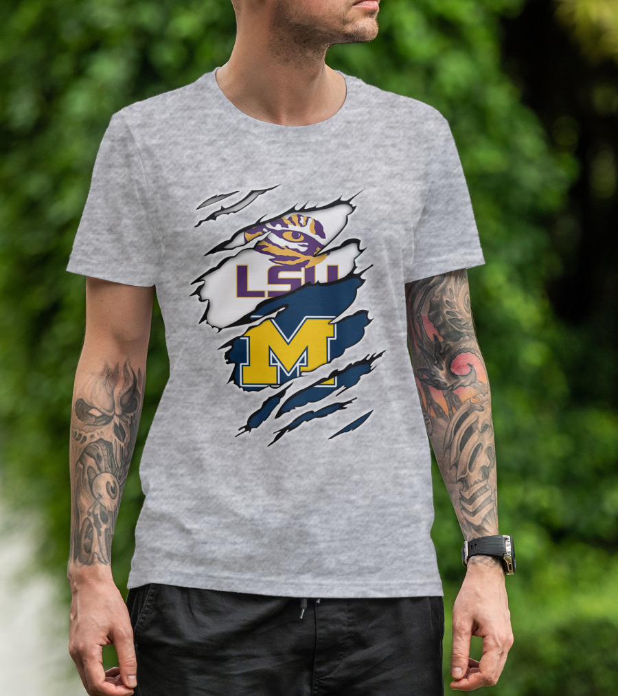 LSU Tigers Michigan Wolverines Claw Logo Mashup T-Shirt