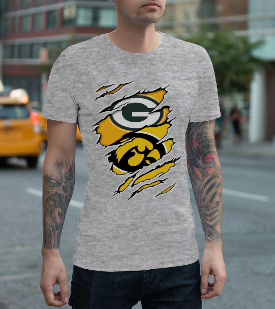 Packers Hawkeyes Logo Crossover Claw Marks T-Shirt