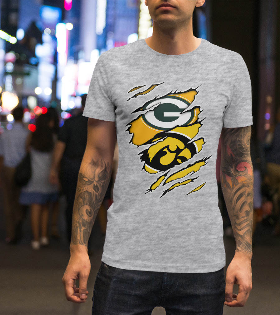 Packers Hawkeyes Logo Crossover Claw Marks T-Shirt