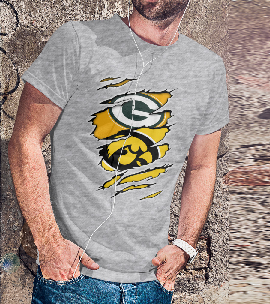 Packers Hawkeyes Logo Crossover Claw Marks T-Shirt