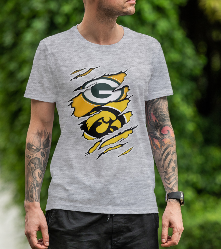 Packers Hawkeyes Logo Crossover Claw Marks T-Shirt