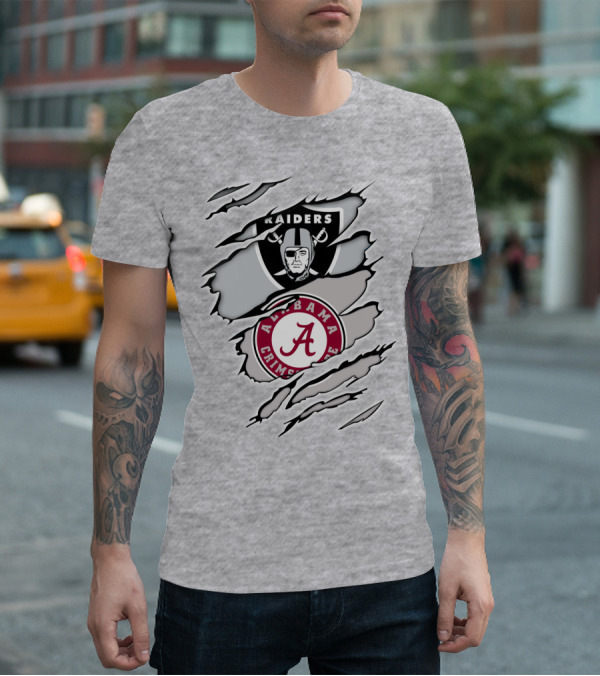 Raiders Alabama Crimson Tide Logo Mashup T-Shirt
