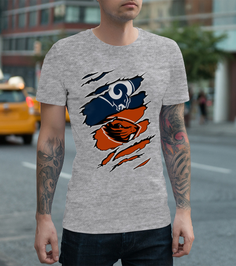 Ram Beavers NFL Meets College Mascot Fusion T-Shirt