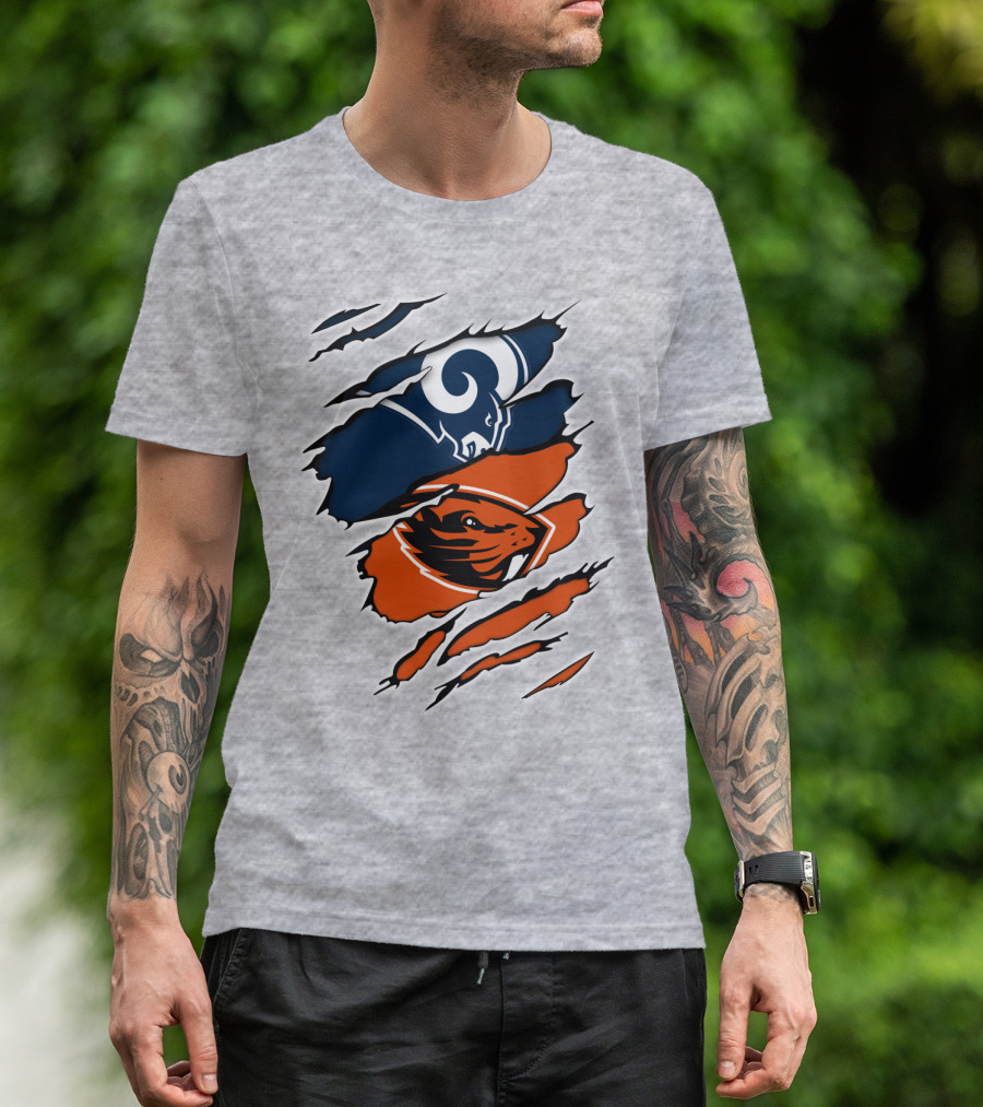 Ram Beavers NFL Meets College Mascot Fusion T-Shirt