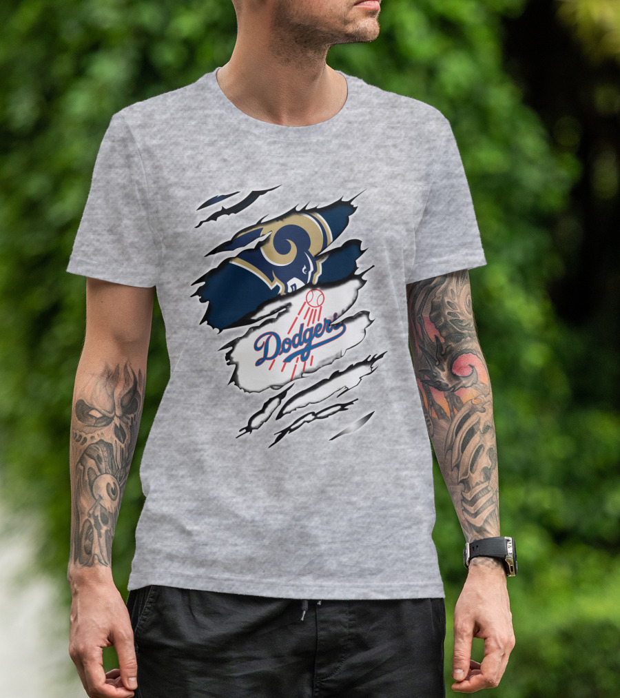 Dodger And Ram Logo Fusion Tearing Effect T-Shirt