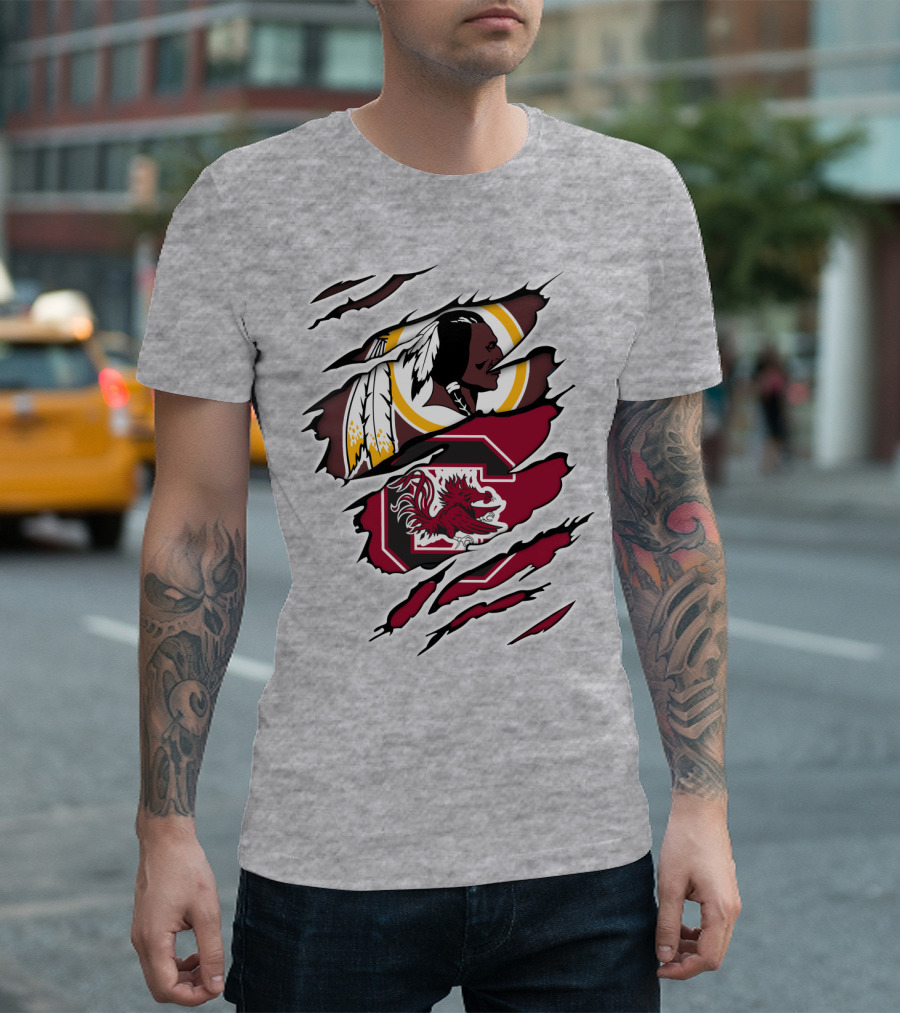 Redskins Gamecocks Logo Mashup T-Shirt