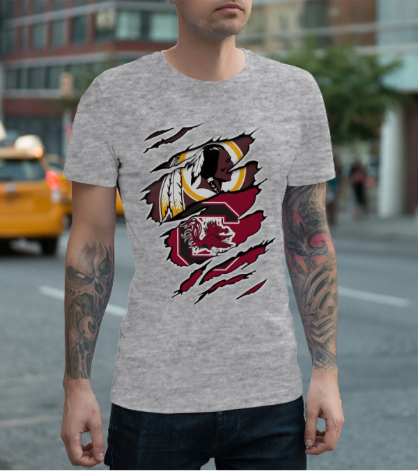 Redskins Gamecocks Logo Mashup T-Shirt