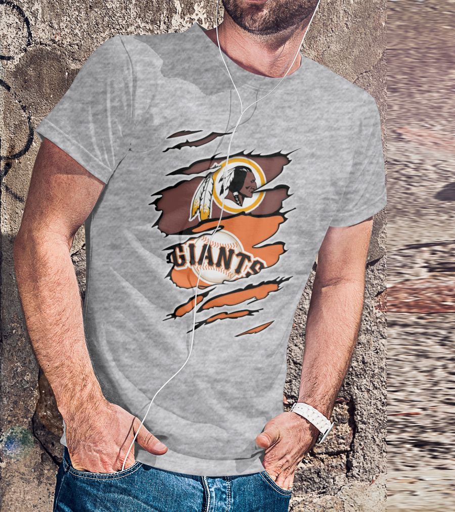 Redskins Giants Logo Mashup Baseball And Football Fan Clash T-Shirt