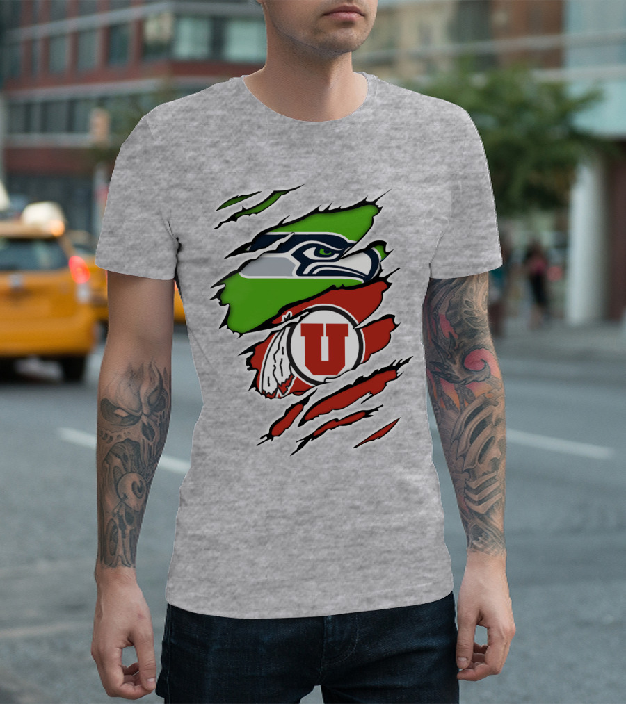 Seahawks Utes Claw Slash Emblem Blend T-Shirt