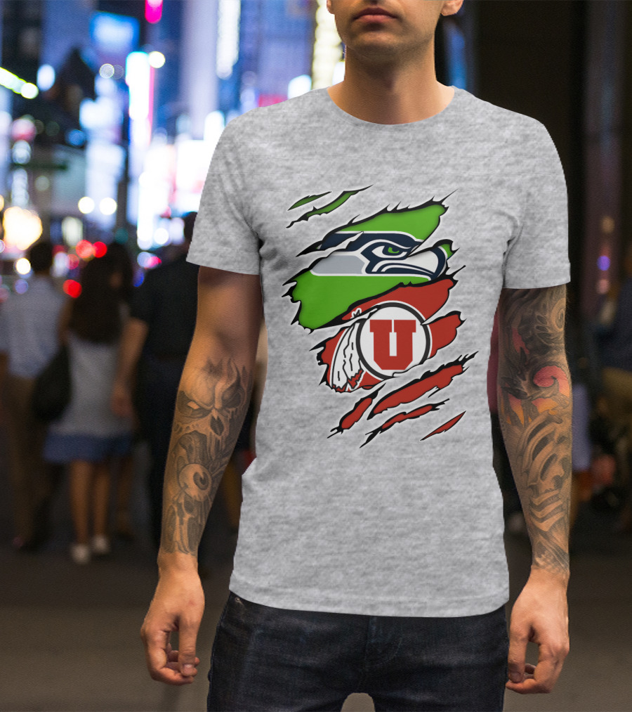 Seahawks Utes Claw Slash Emblem Blend T-Shirt