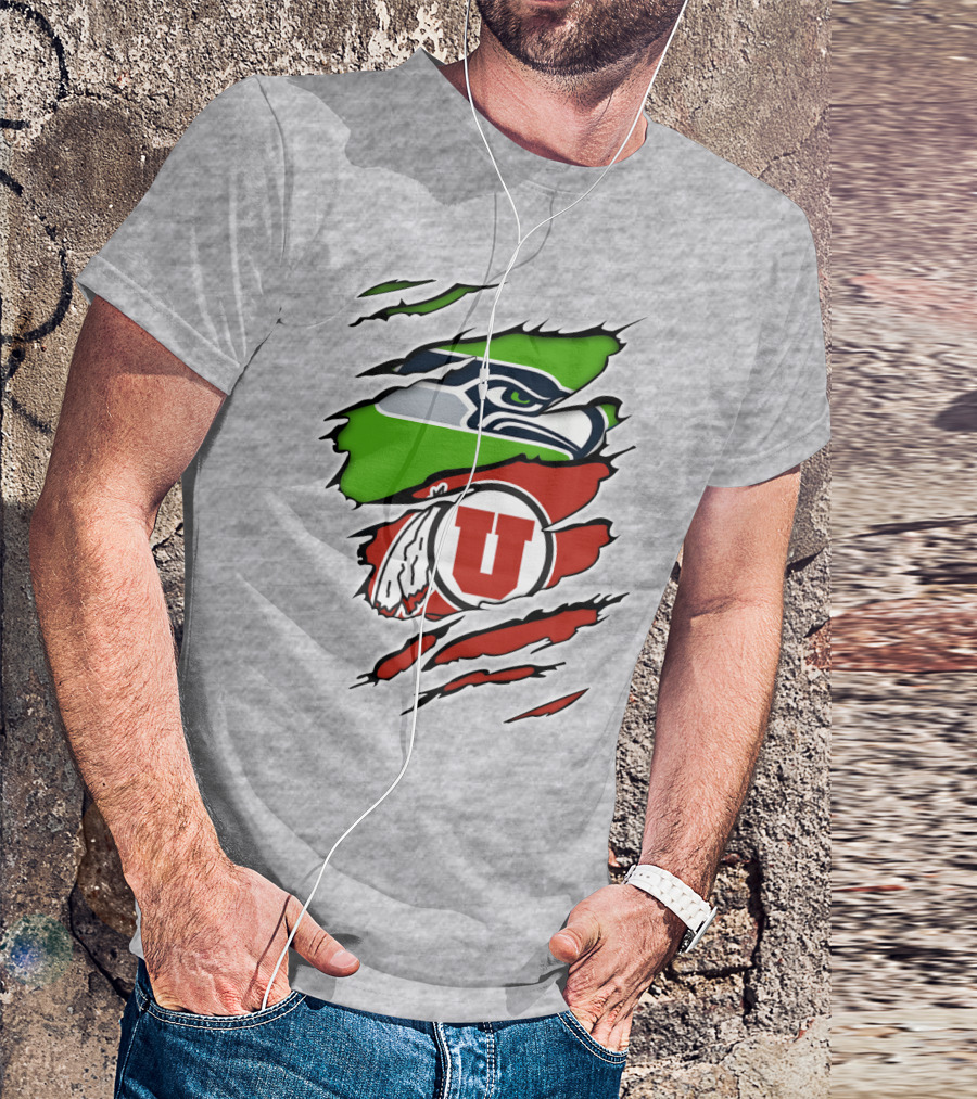 Seahawks Utes Claw Slash Emblem Blend T-Shirt