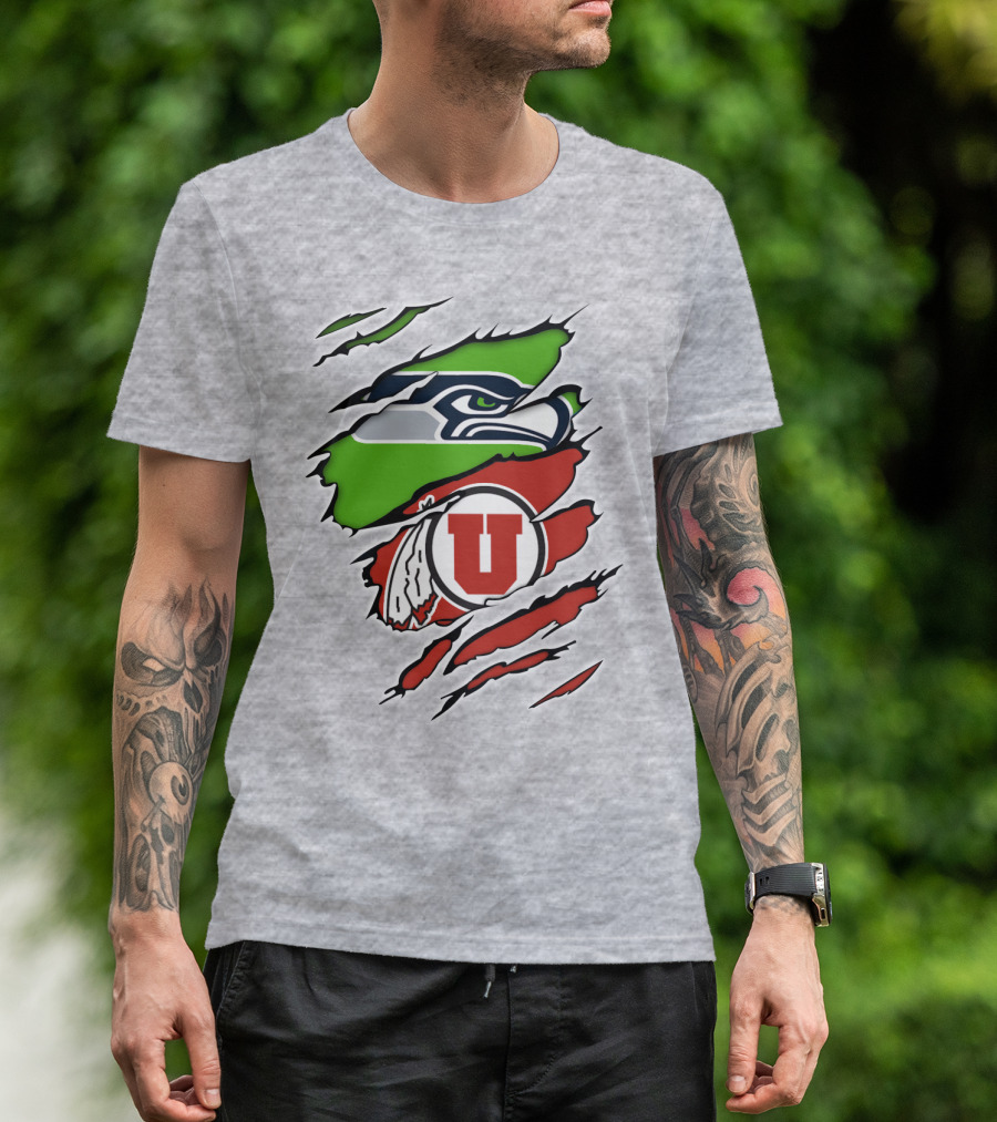 Seahawks Utes Claw Slash Emblem Blend T-Shirt