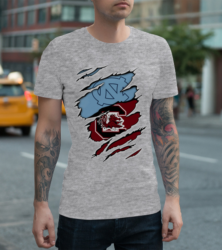 UNC Tar Heels South Carolina Gamecocks Rivalry Claw Marks T-Shirt