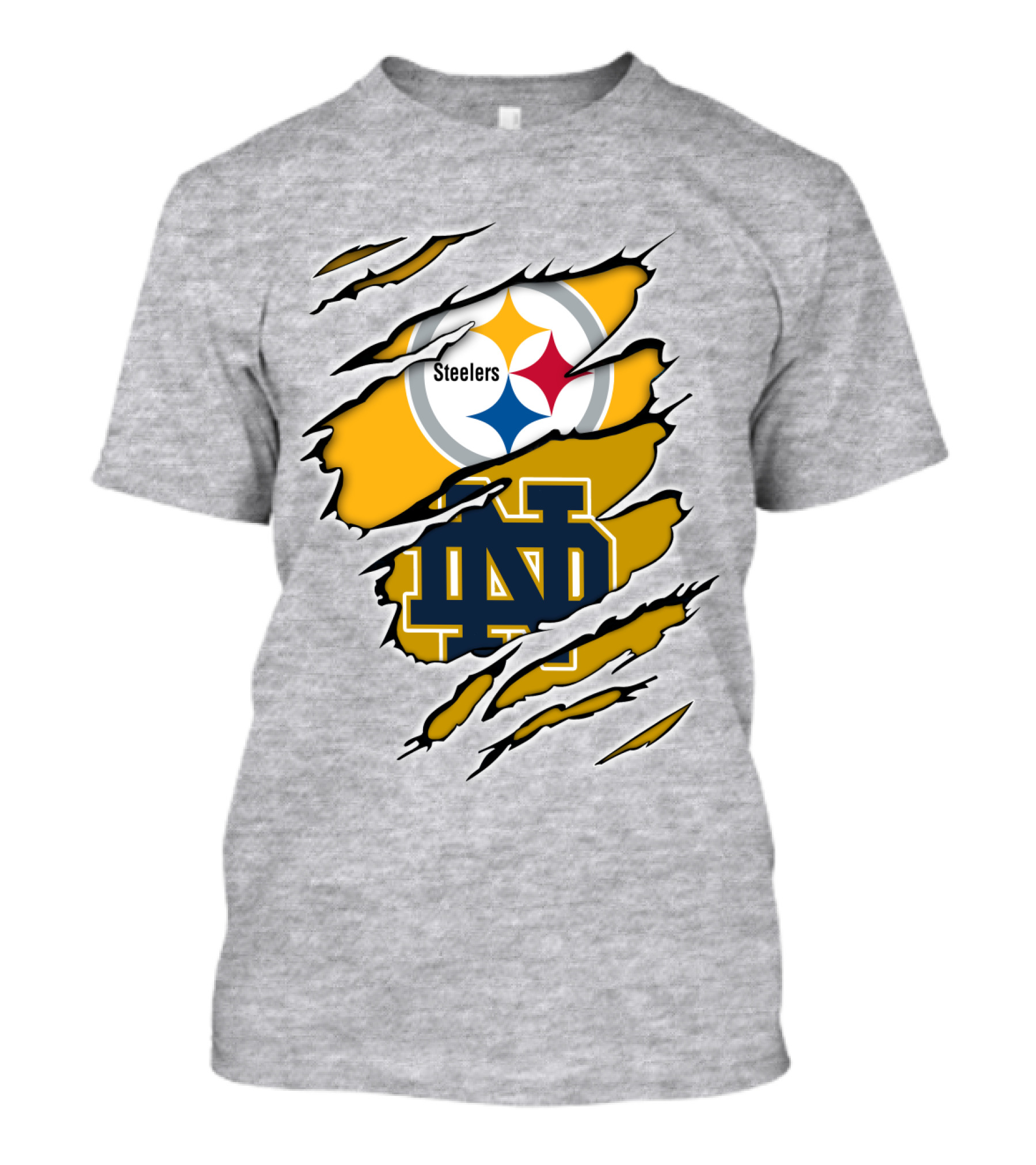 Steelers Notre Dame Logo Ripped T-Shirt