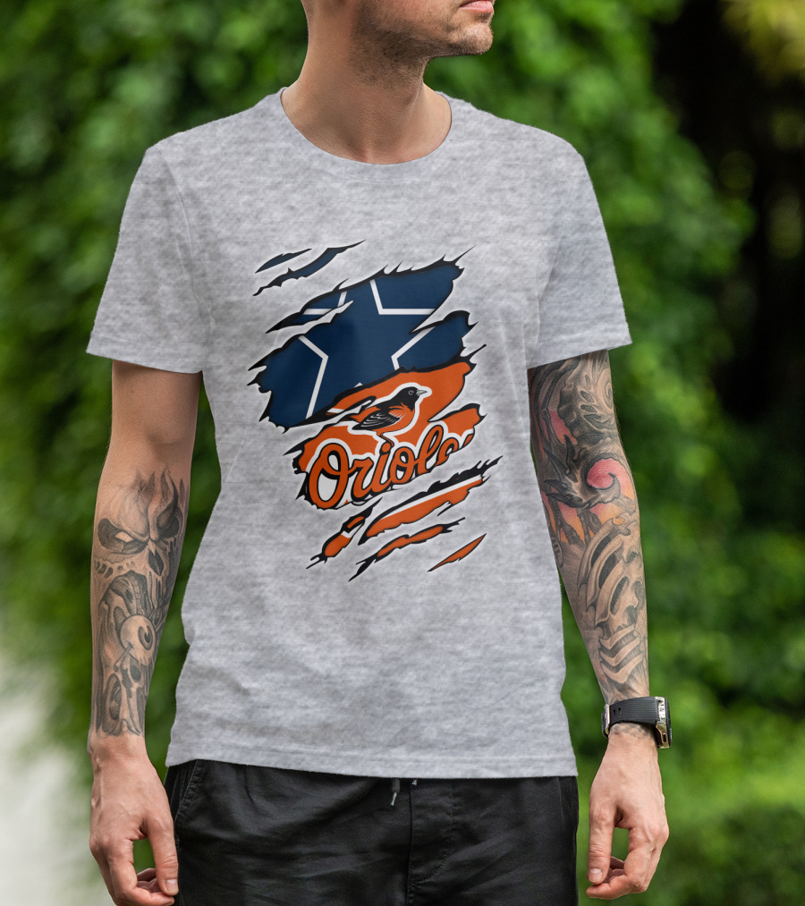Cowboys Star Orioles Bird Logos Layered T-Shirt